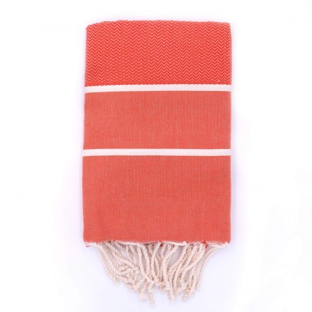 Fouta tissage chevron bi-colores : Orange